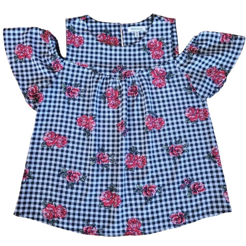Women's Cold Shoulder Top, Floral Print, Monteau, size S
